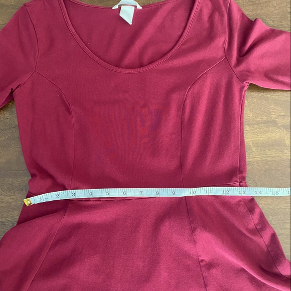 H&M Dark Red Dress with 3/4 Sleeves - Picture 11 of 12